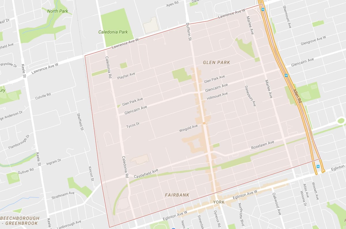 Zemljevid Šipek Hill–Belgravia sosedske Torontu