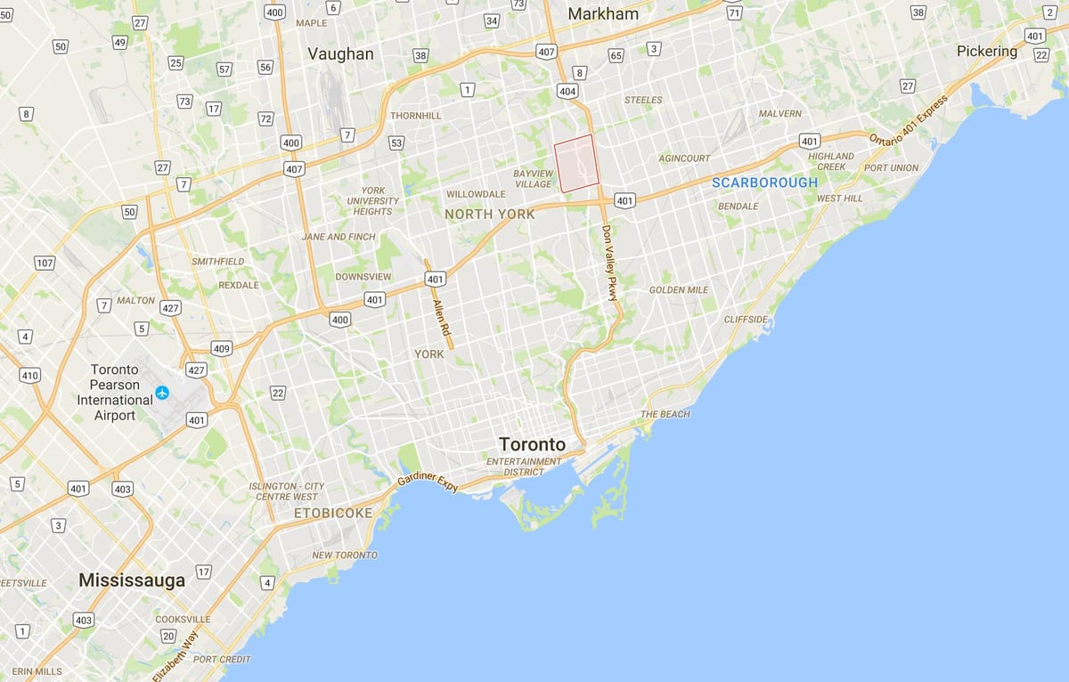 Zemljevid Arašidovo okrožno Torontu