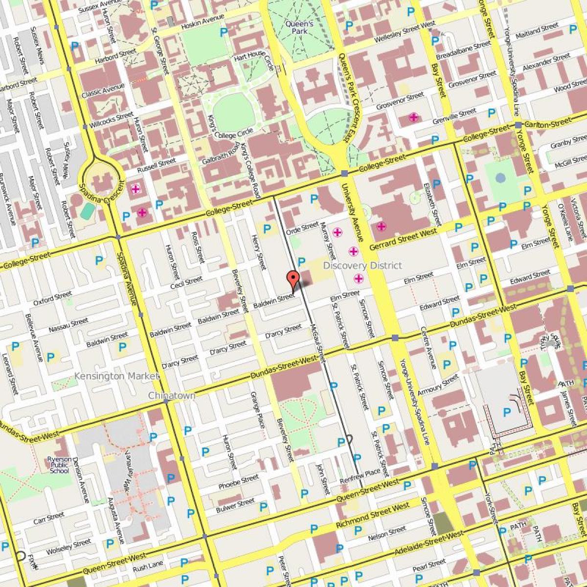 Zemljevid Baldwin Vasi Torontu