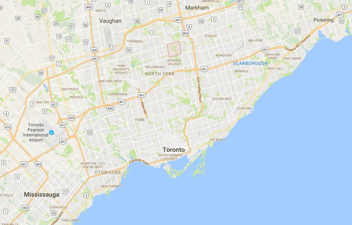 Zemljevid Bayview Gozdu – Steeles okrožno Torontu