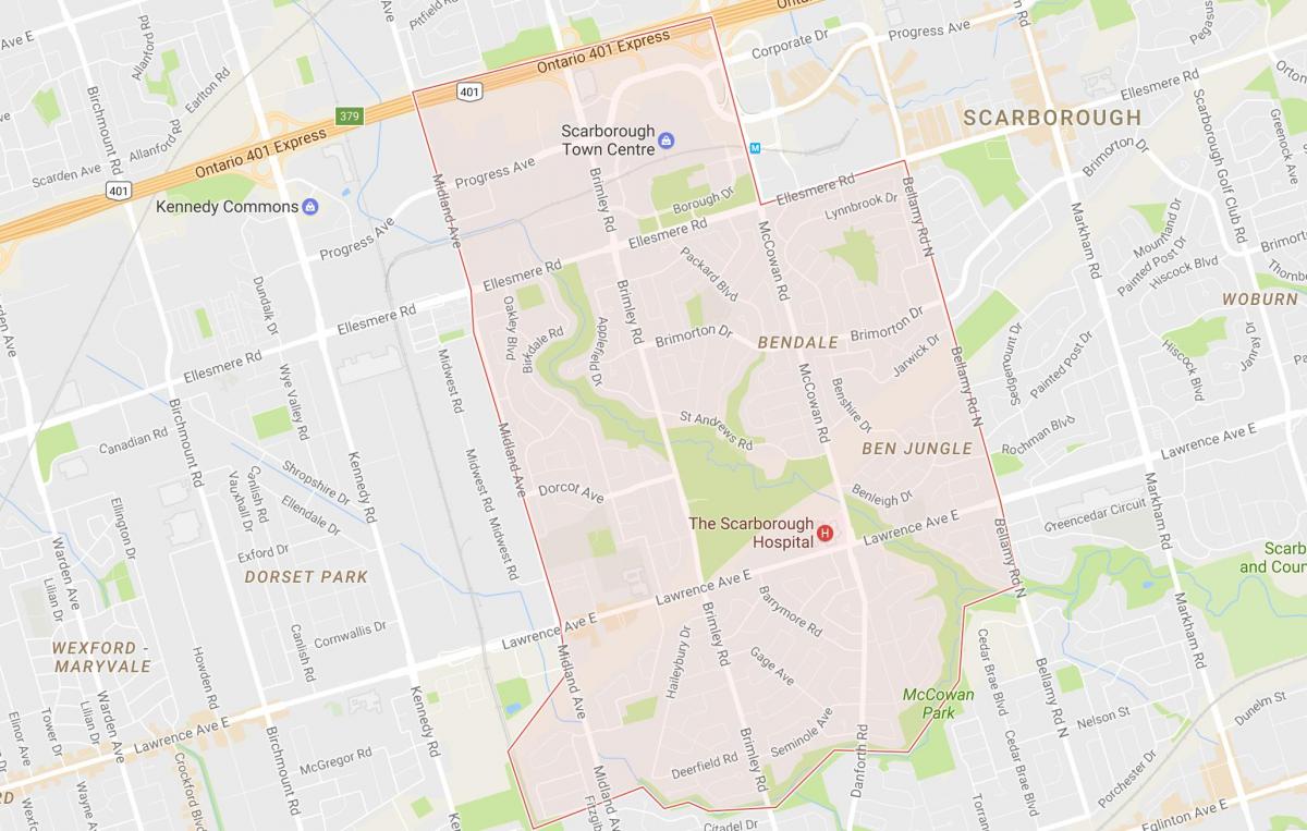 Zemljevid Bendale sosedske Torontu