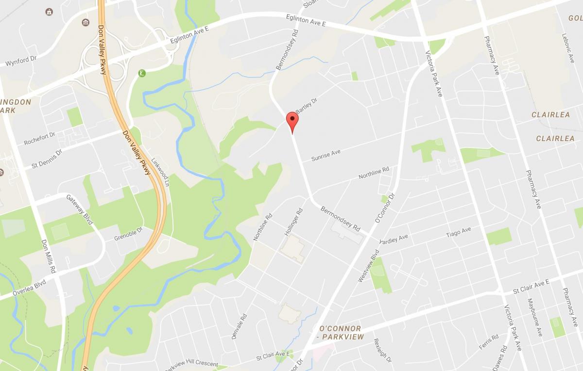Zemljevid Bermondsey sosedske Torontu