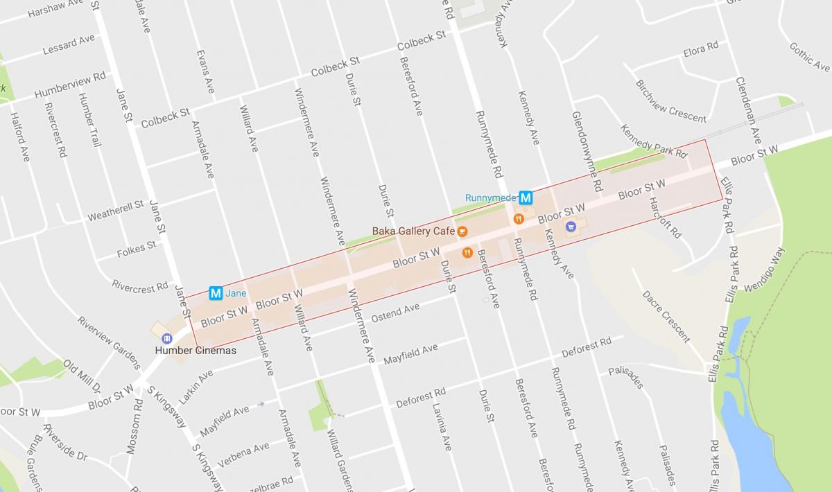 Zemljevid Bloor West Village sosedske Torontu