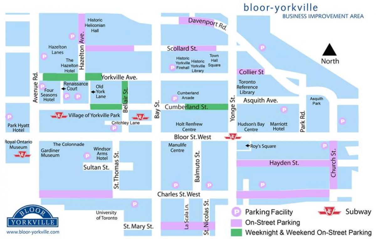 Zemljevid Bloor Yorkville parkirišče