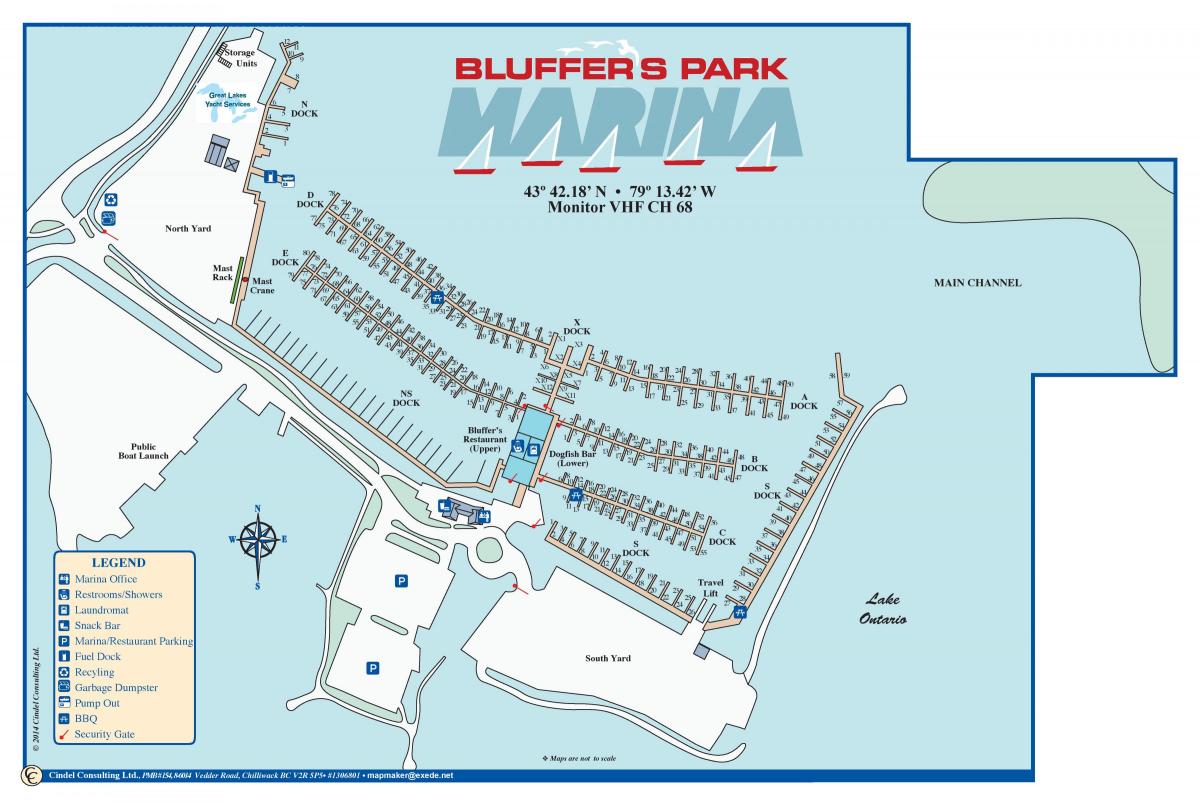Zemljevid Bluffer je Park Marina