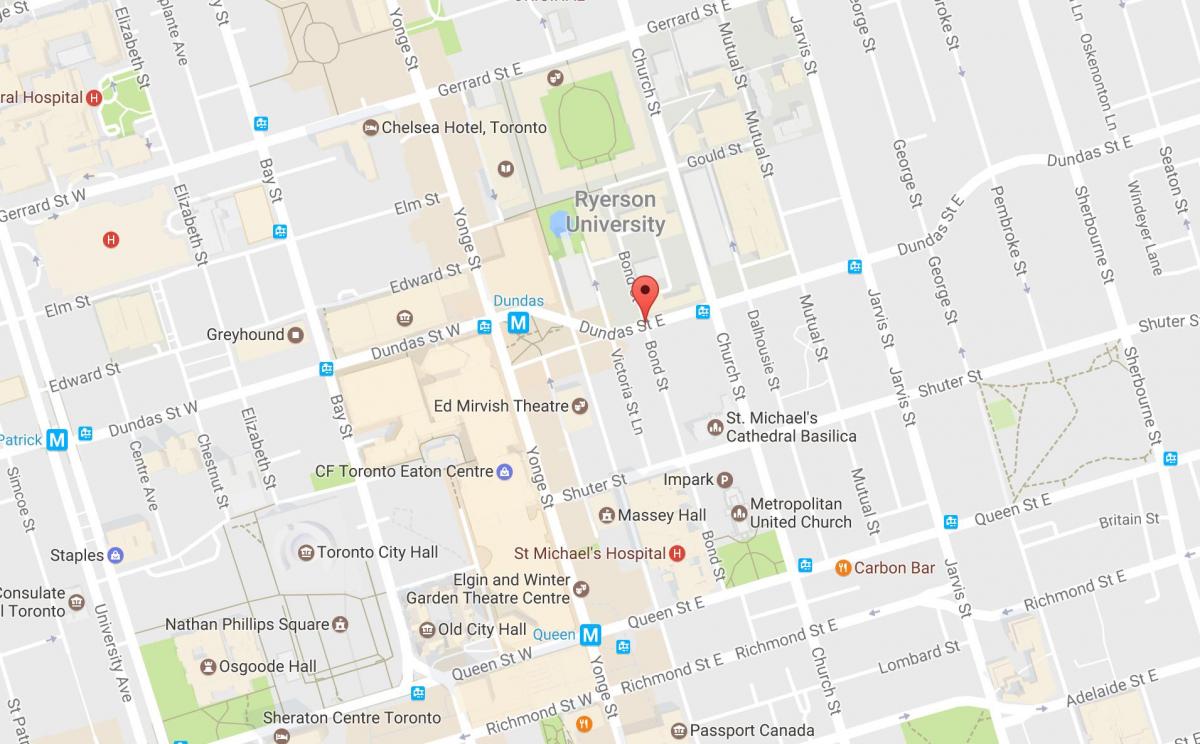 Zemljevid Bond street v Torontu