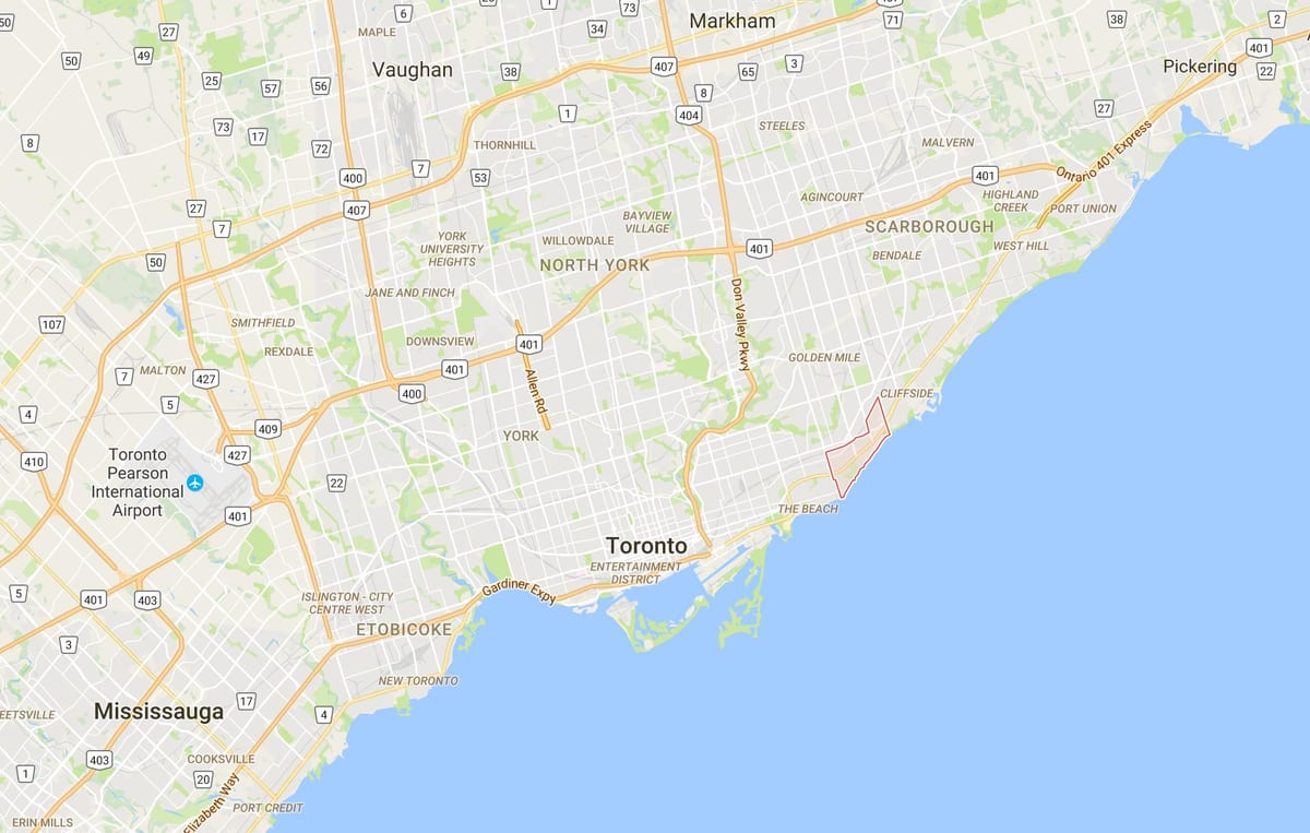 Zemljevid Breza Pečine okrožno Torontu