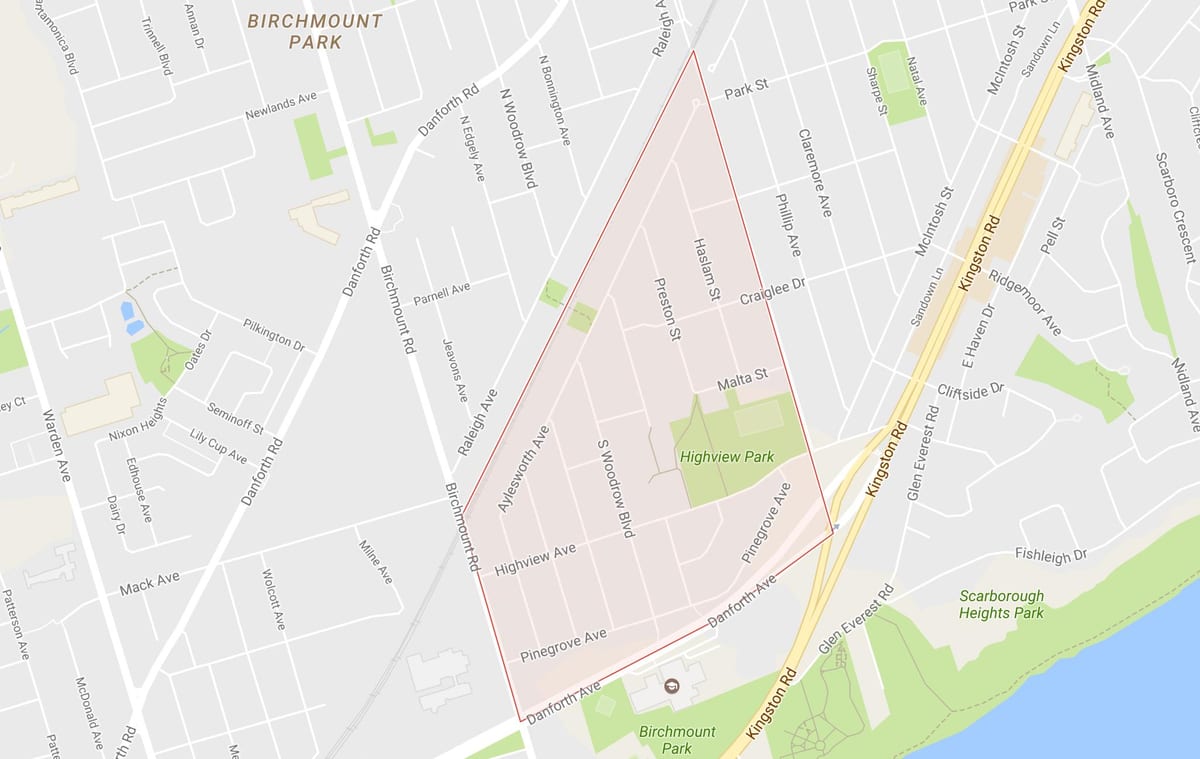 Zemljevid Breza Pečine Višine sosedske Torontu