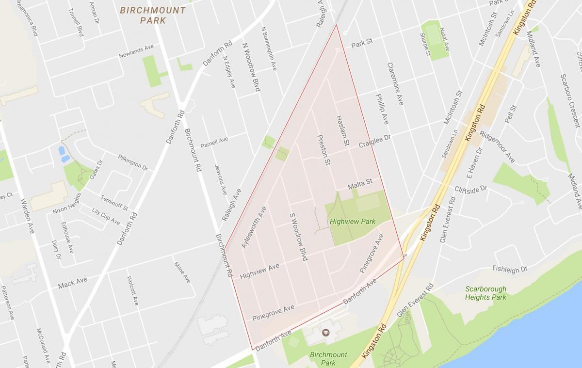 Zemljevid Breza Pečine Višine sosedske Torontu