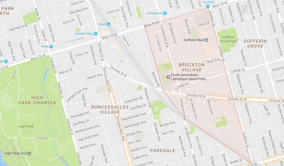 Zemljevid Brockton Vasi sosedske Torontu