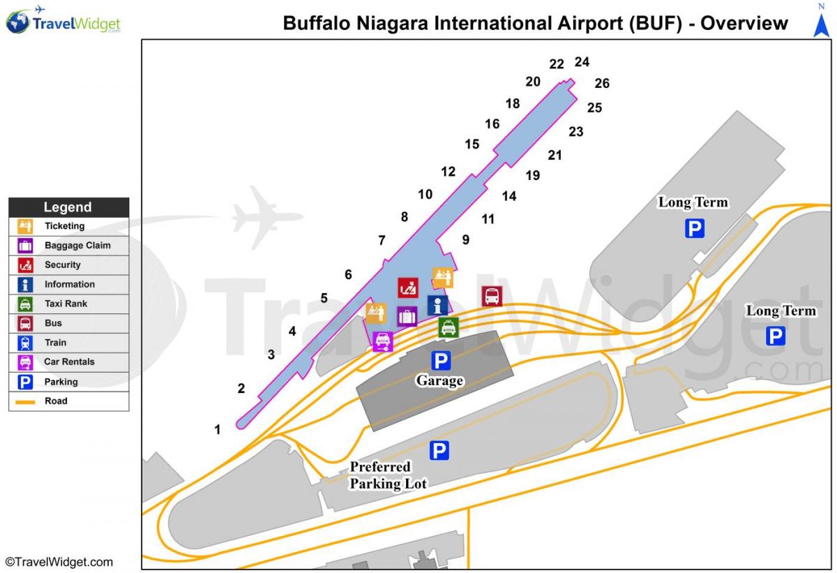 Zemljevid Buffalo Niagara letališče