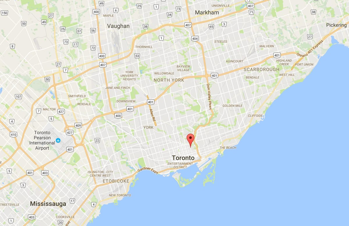 Zemljevid Cabbagetown okrožno Torontu