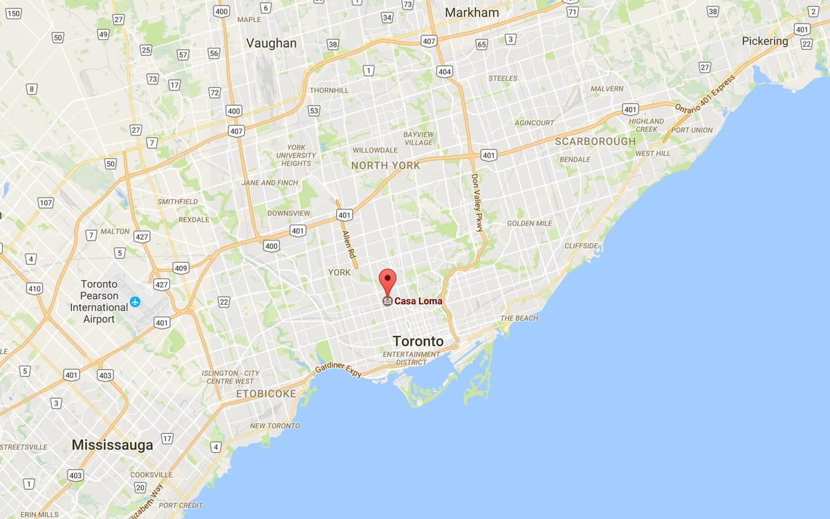 Zemljevid Casa Loma okrožno Torontu