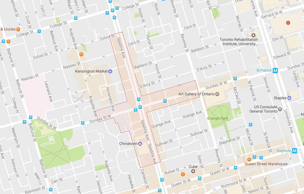 Zemljevid Chinatown sosedske Torontu