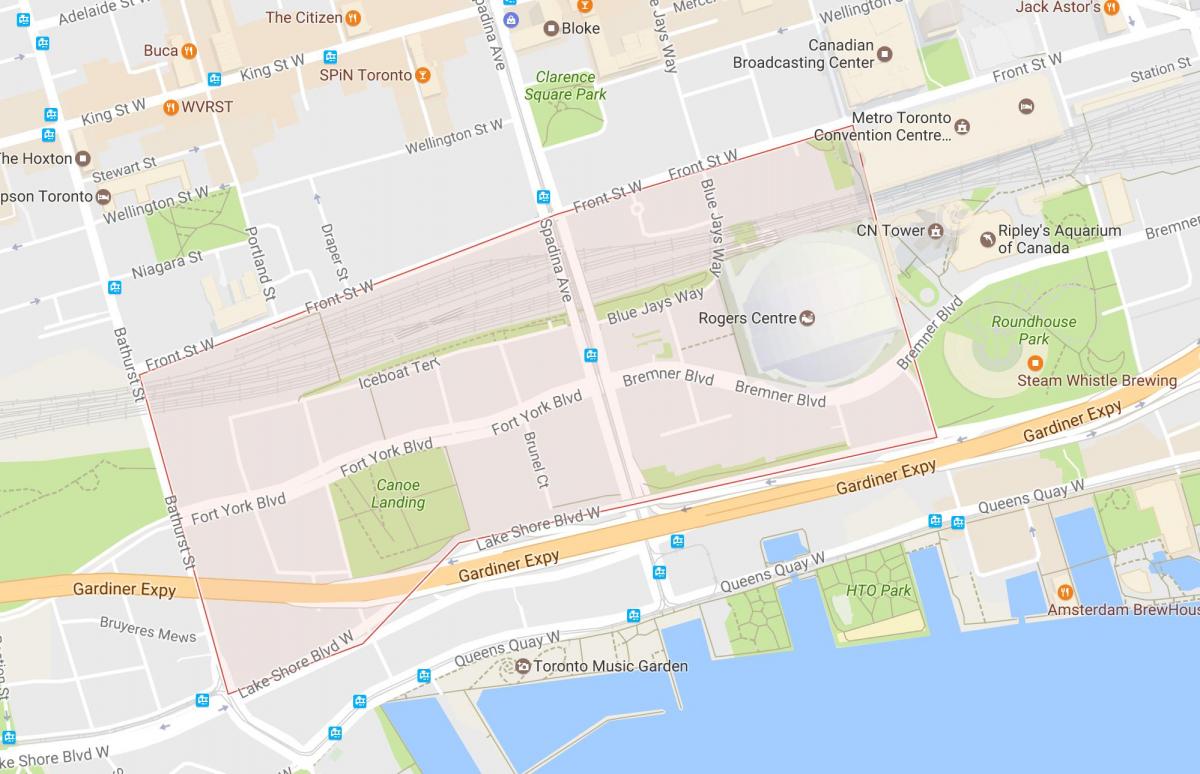 Zemljevid CityPlace sosedske Torontu