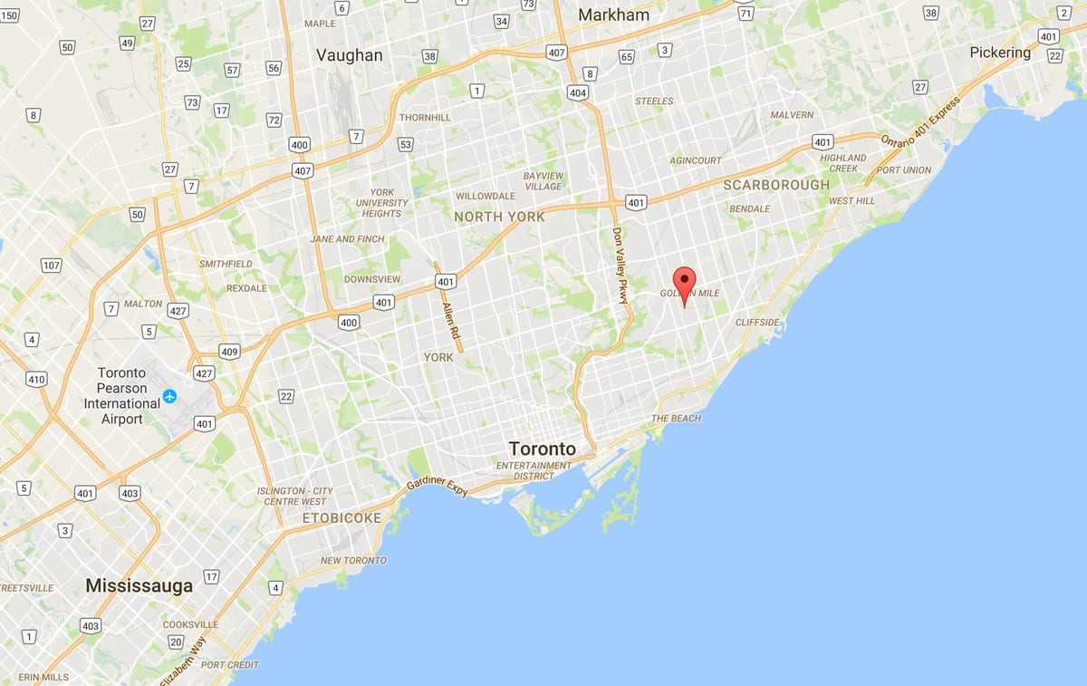Zemljevid Clairlea okrožno Torontu