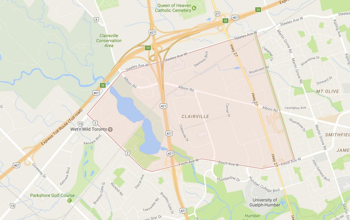 Zemljevid Clairville sosedske Torontu