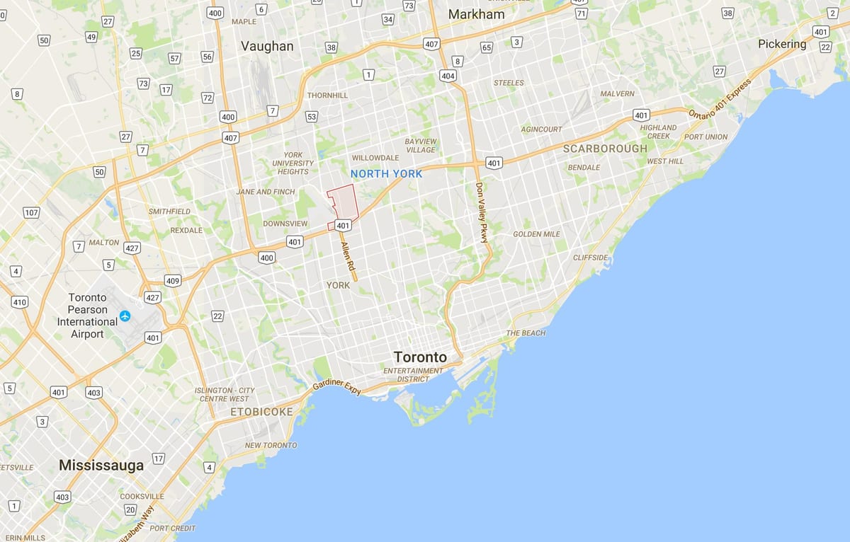 Zemljevid Clanton Park okrožno Torontu