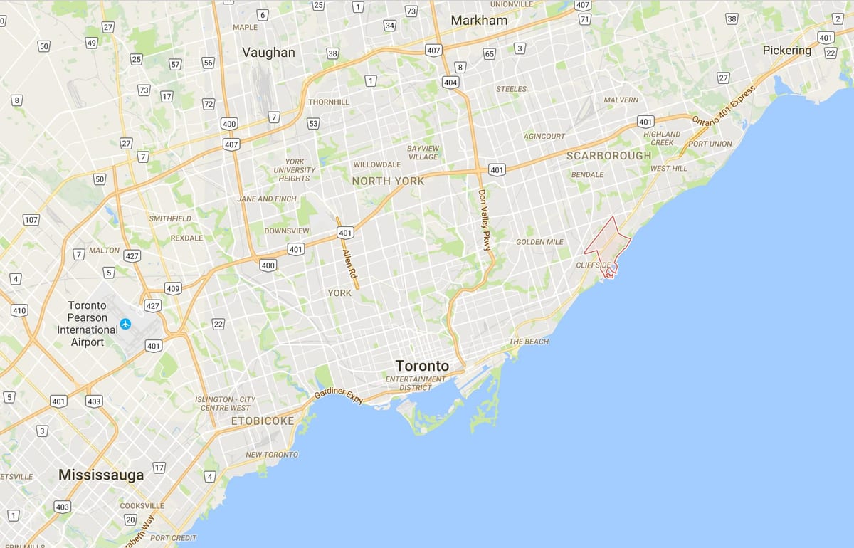 Zemljevid Cliffcrest okrožno Torontu