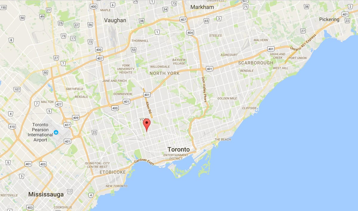 Zemljevid Corso Italia okrožno Torontu