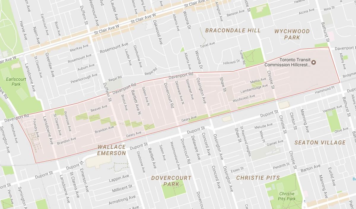 Zemljevid Davenport sosedske Torontu