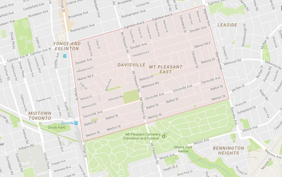 Zemljevid Davisville Vasi sosedske Torontu