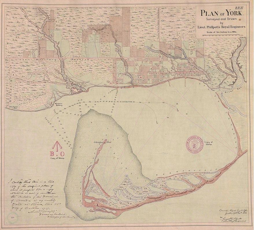 Zemljevid deželi Yorku, Torontu 1787-1884