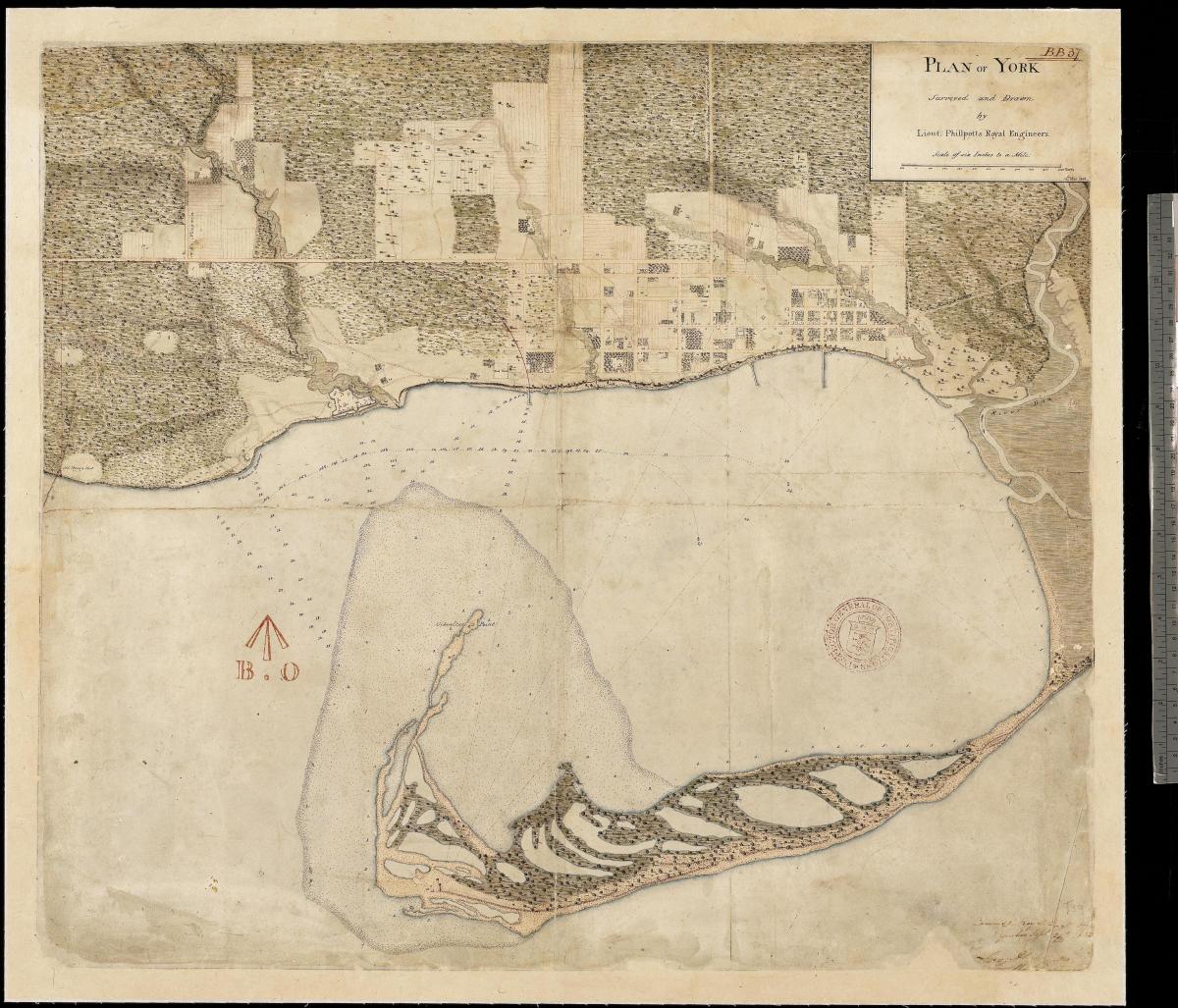 Zemljevid deželi York, Toronto, ki je prvi centure 1787-1884