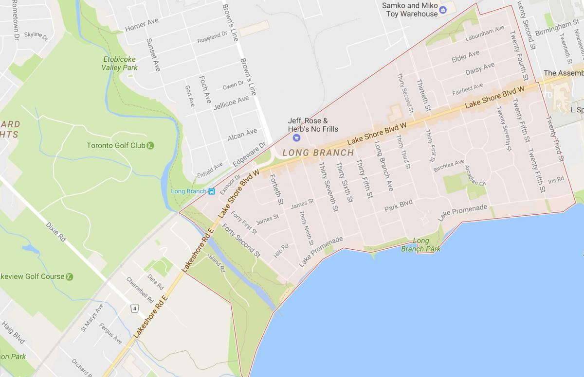 Zemljevid Dolgo Vejo sosedske Torontu