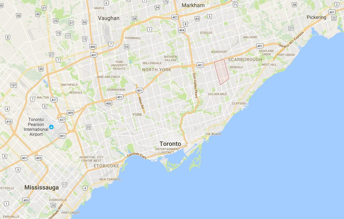 Zemljevid Dorsetu Park okrožno Torontu