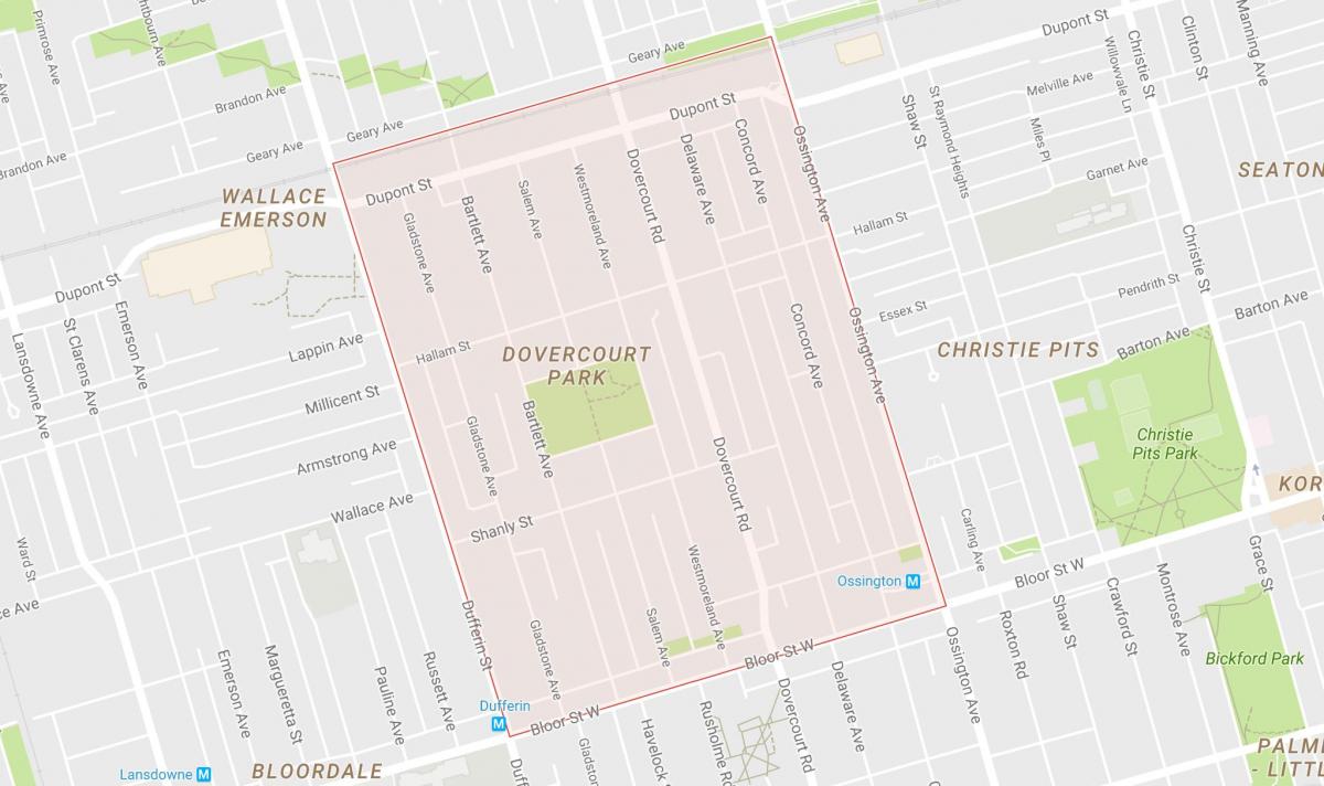 Zemljevid Dovercourt Park sosedske Torontu