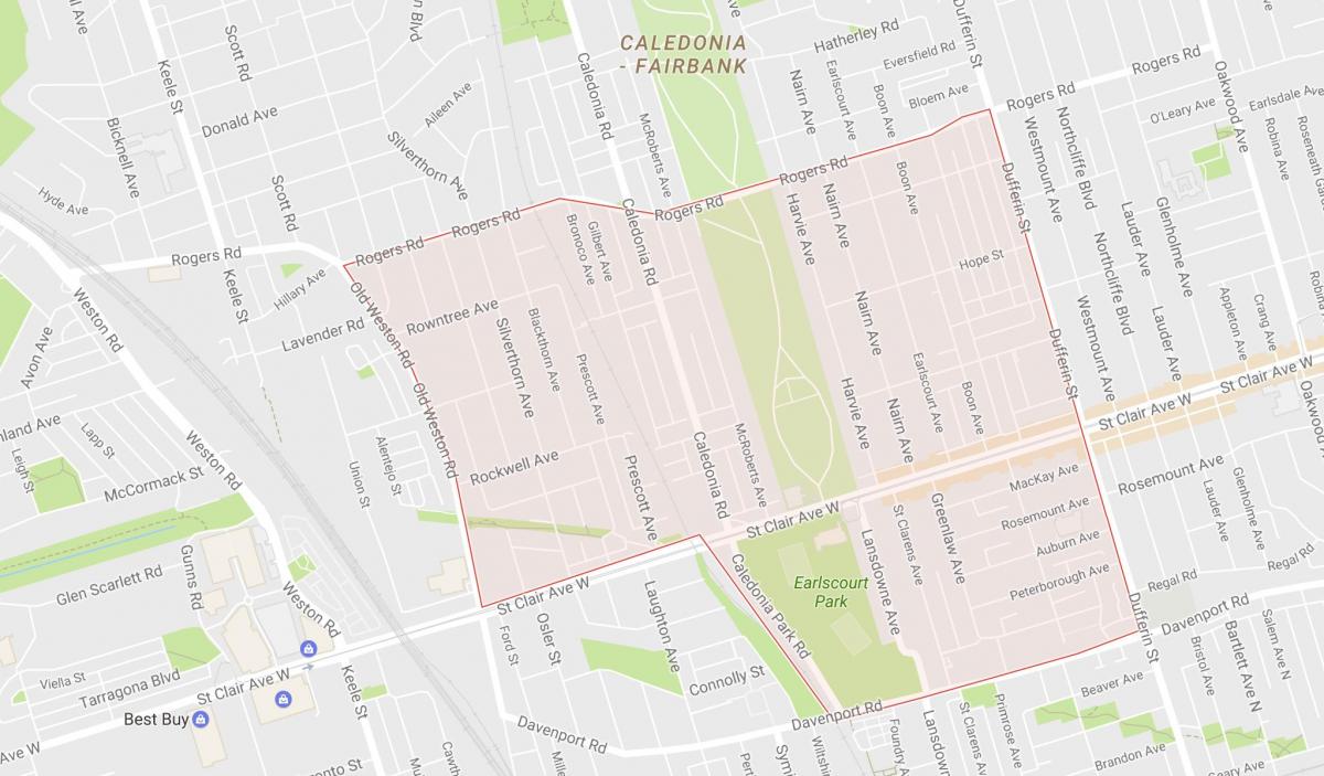 Zemljevid Earlscourt sosedske Torontu