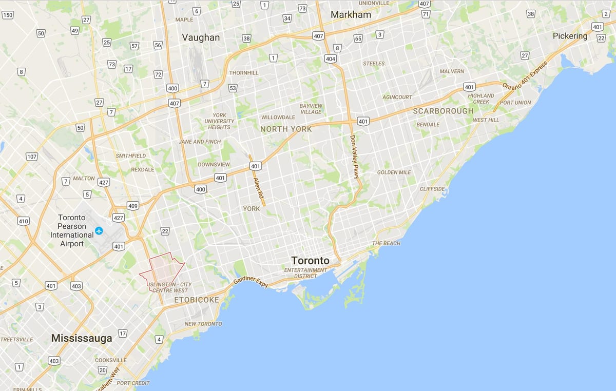 Zemljevid Eatonville okrožno Torontu