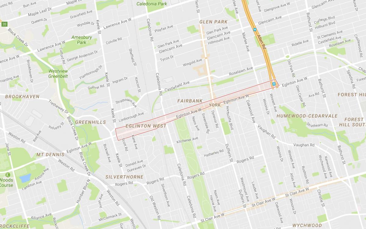 Zemljevid Eglinton Zahodno sosedstvo, Toronto