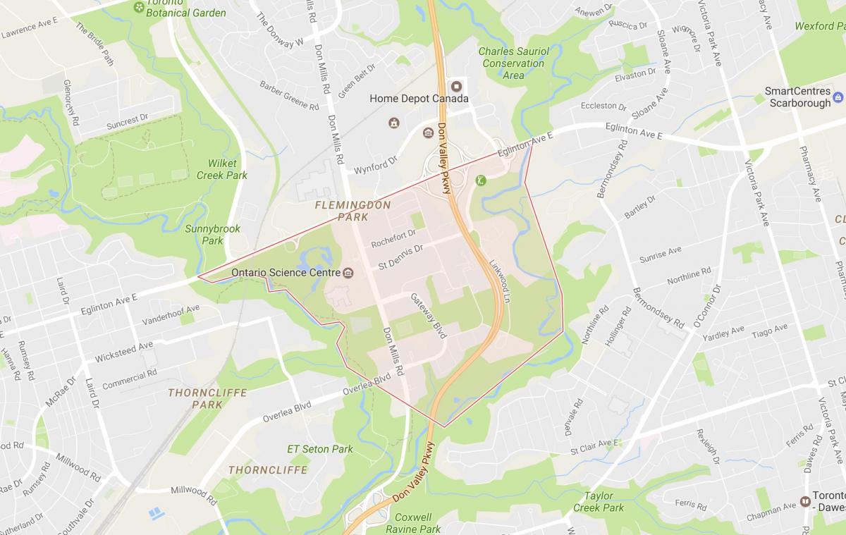 Zemljevid Flemingdon Park sosedske Torontu