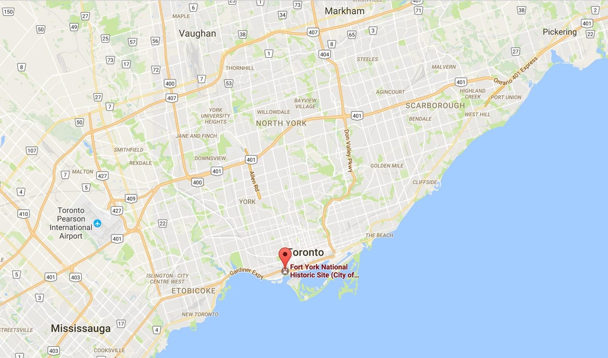 Zemljevid Fort York okrožno Torontu
