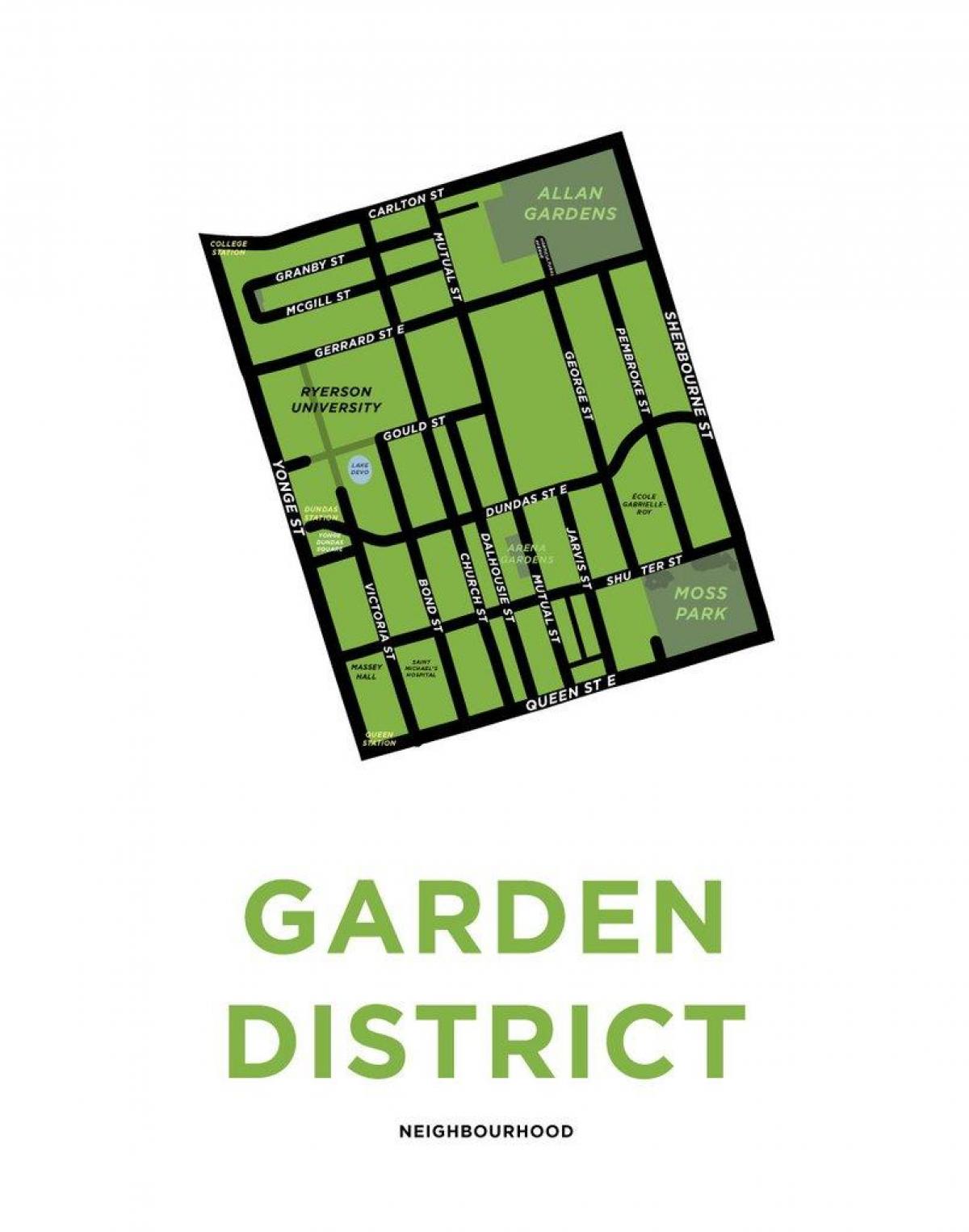 Zemljevid Garden District pregled Torontu