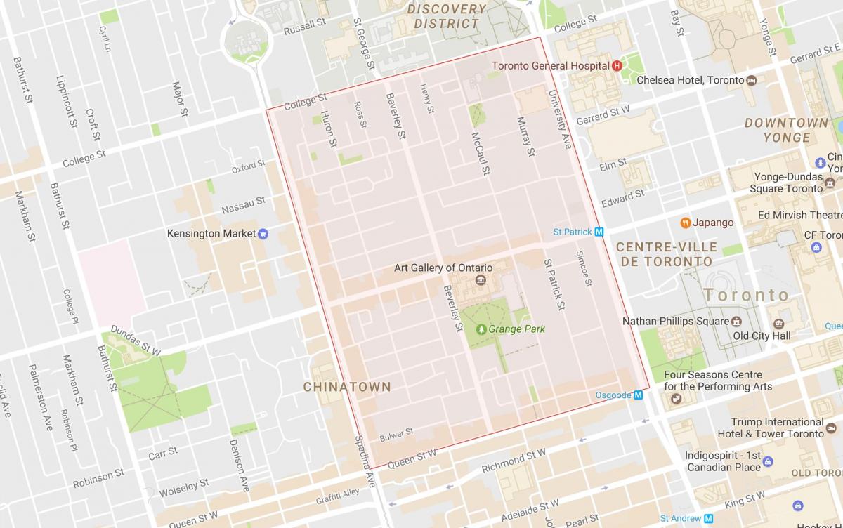 Zemljevid Grange Park sosedske Torontu