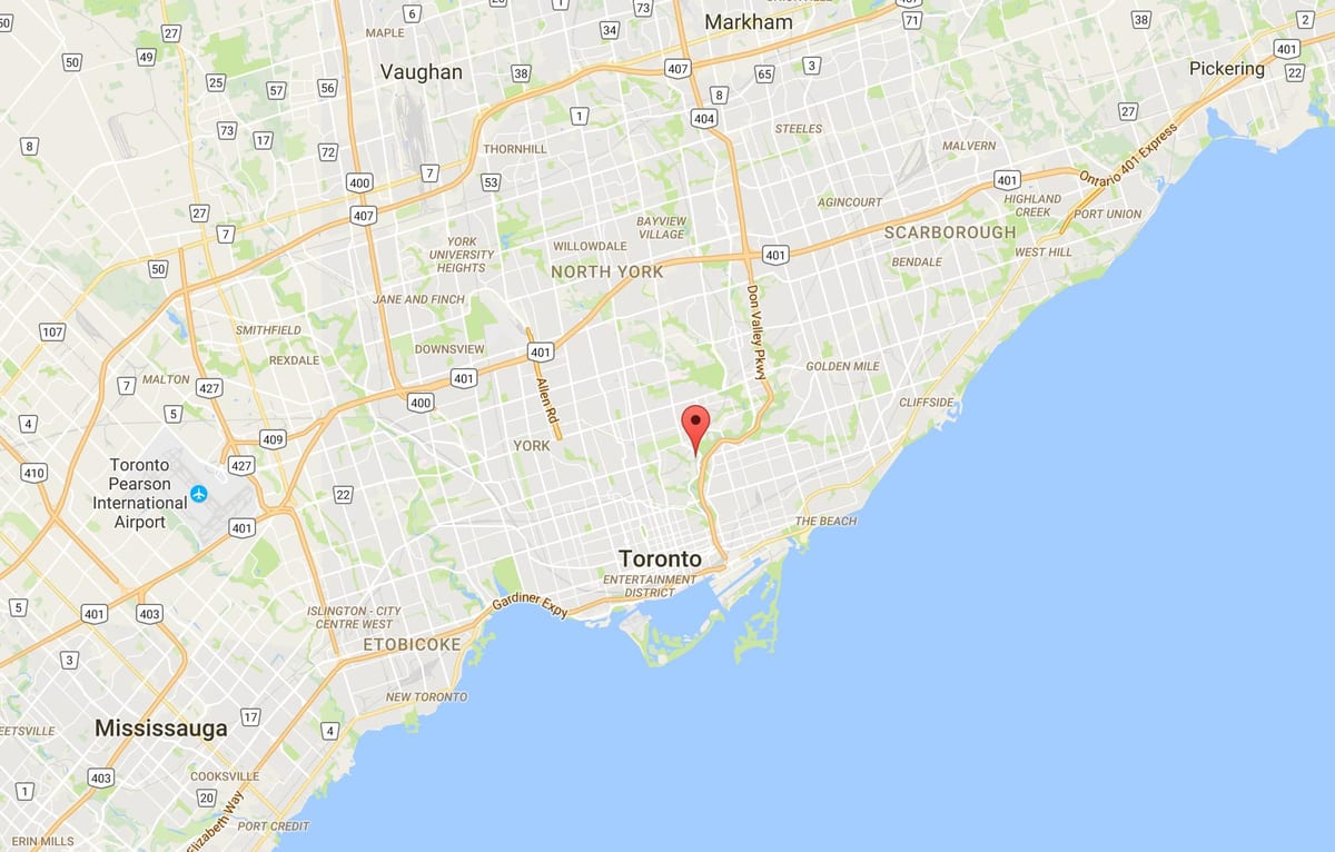 Zemljevid Guvernerja Most okrožno Torontu