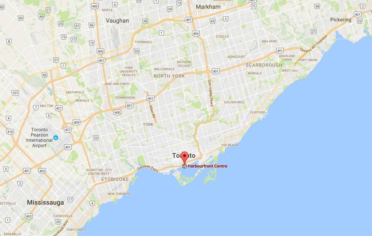 Zemljevid Harbourfront okrožno Torontu