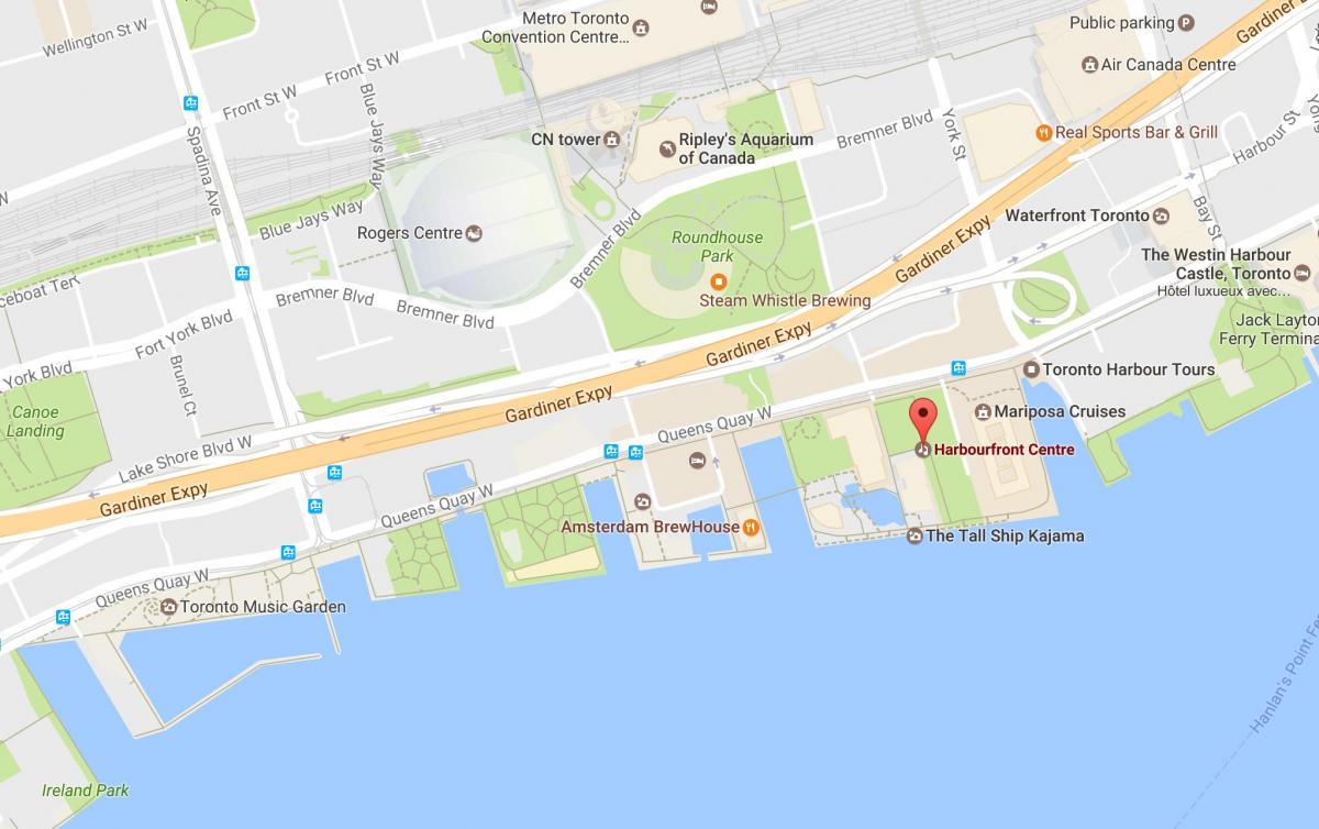 Zemljevid Harbourfront sosedske Torontu