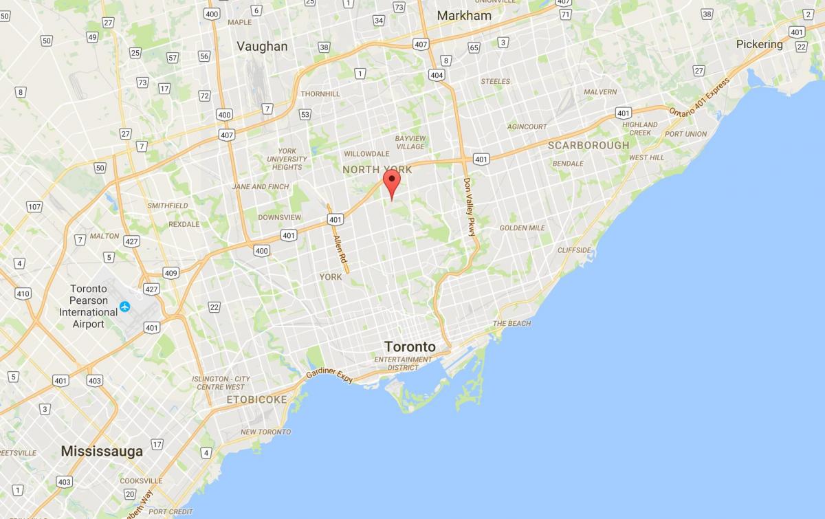 Zemljevid Hoggs Votlih okrožno Torontu