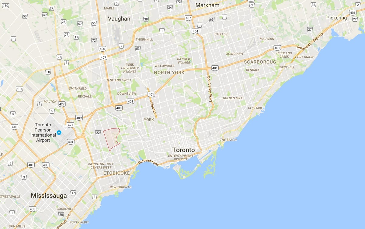 Zemljevid Humber Doline, Vasi okrožno Torontu