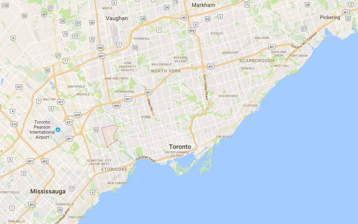 Zemljevid Humber Doline, Vasi okrožno Torontu