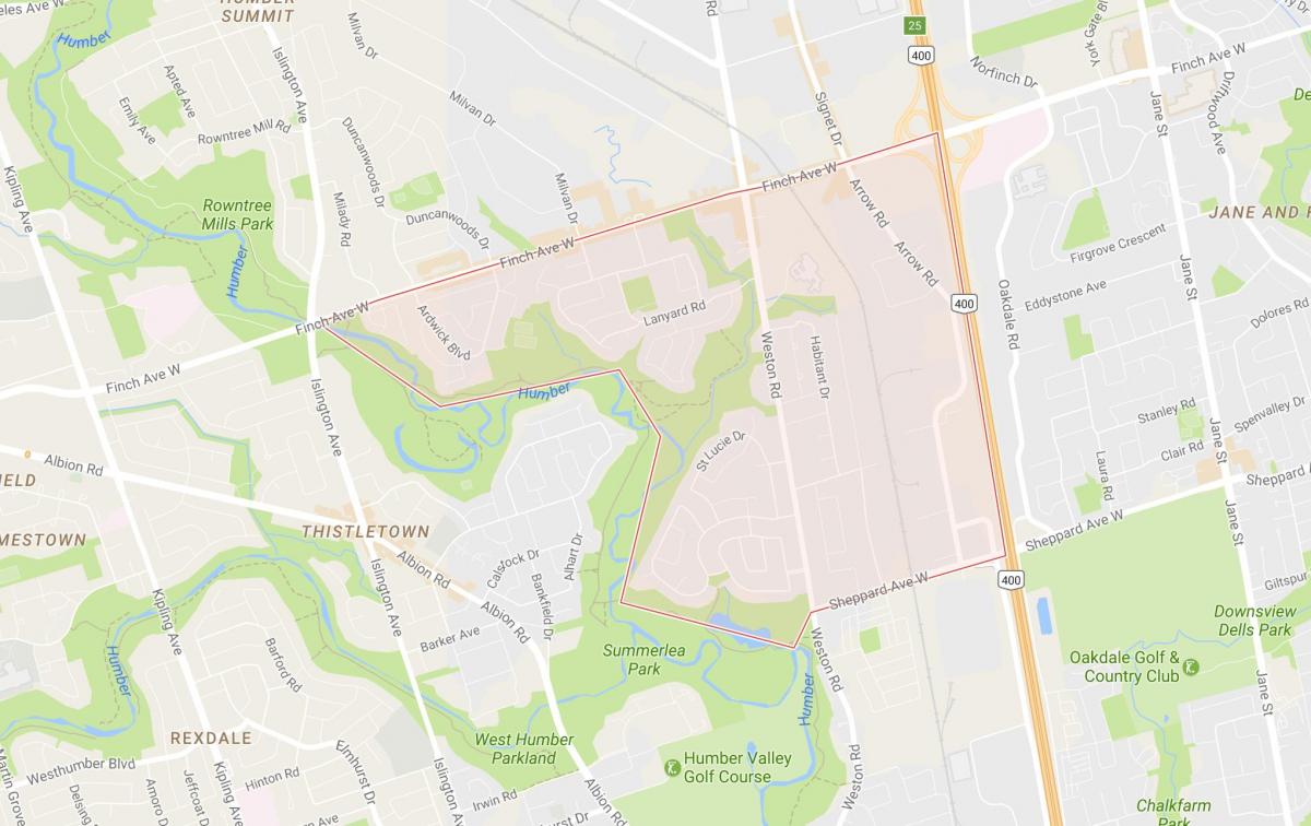 Zemljevid Humbermede sosedske Torontu