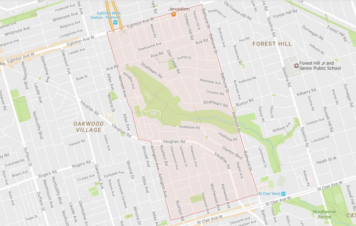 Zemljevid Humewood–Cedarvale sosedske Torontu