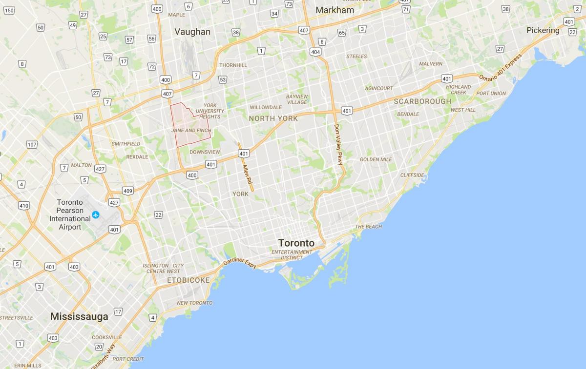 Zemljevid Jane in Ščinkavec okrožno Torontu