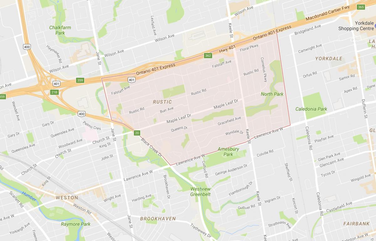 Zemljevid Javor Leafneighbourhood Torontu