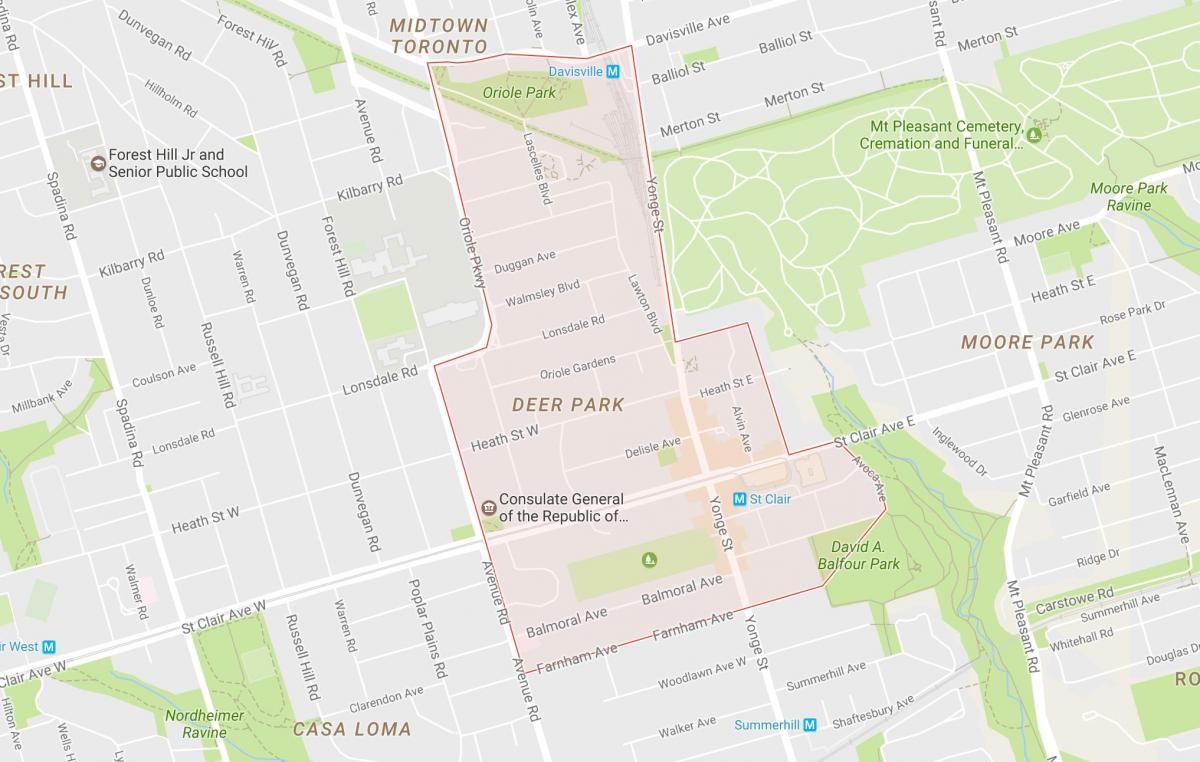Zemljevid Jelena Park sosedske Torontu