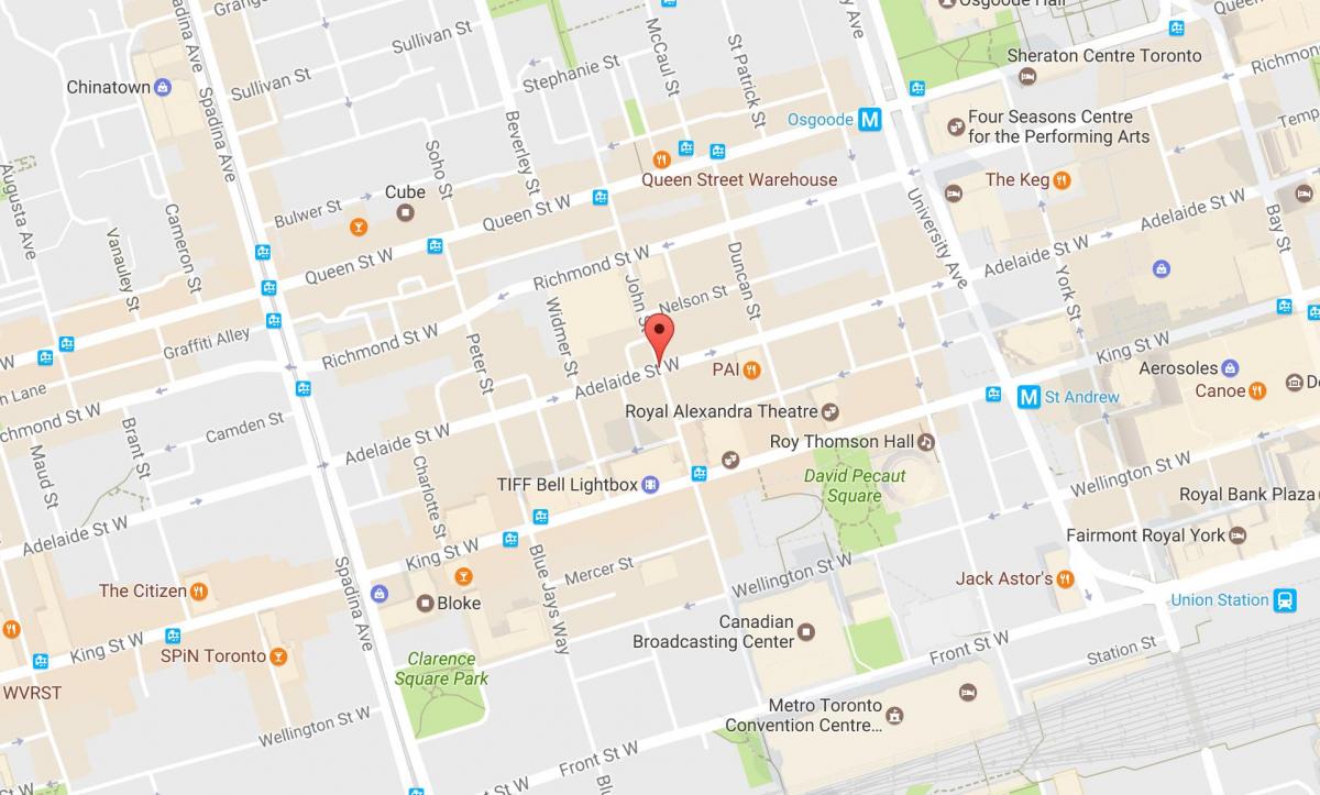 Zemljevid John street v Torontu
